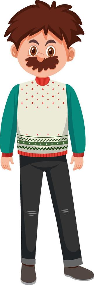 A man wearing Christmas outfits on white background vector