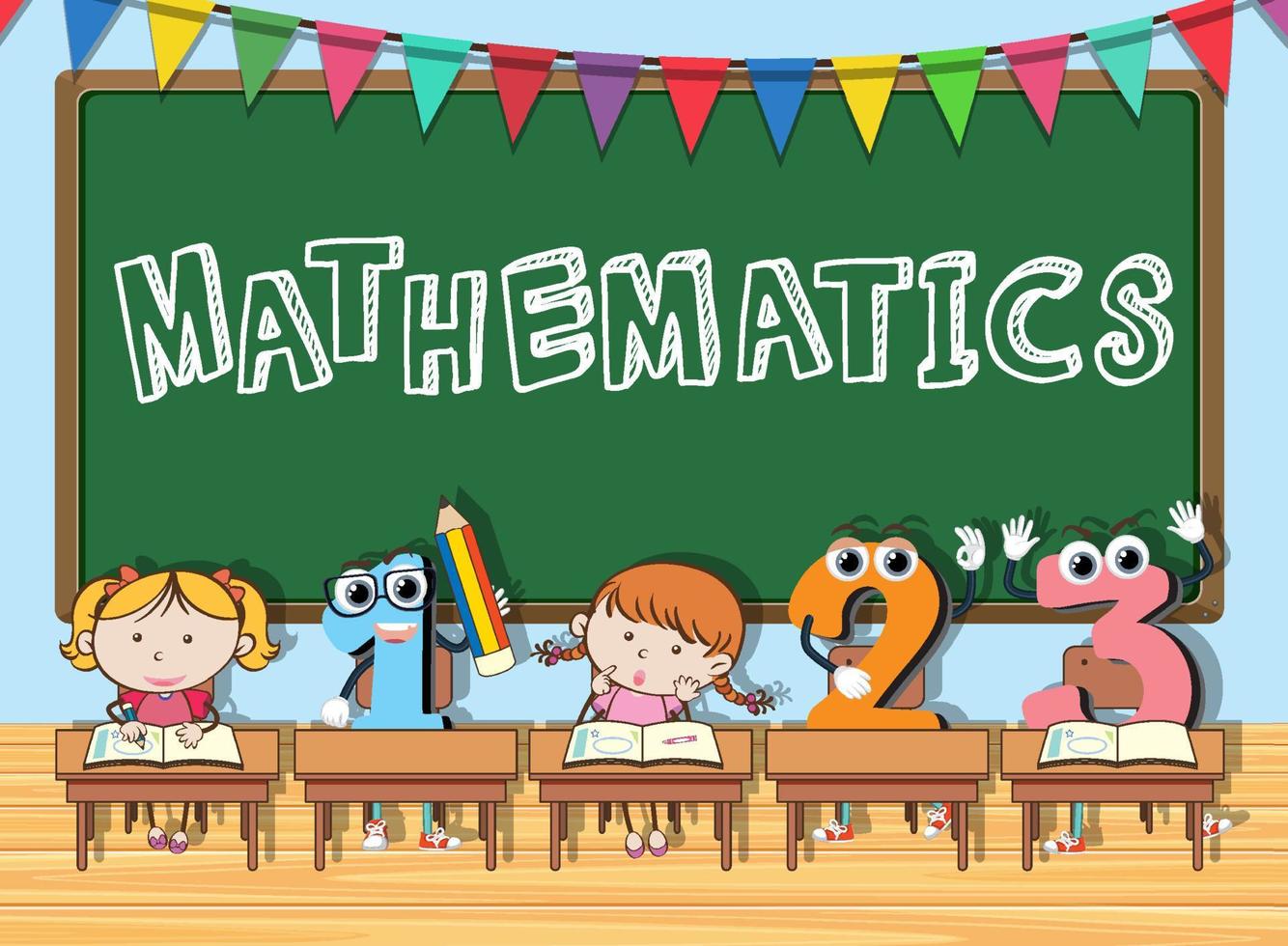 matemáticas en pancarta de pizarra vector