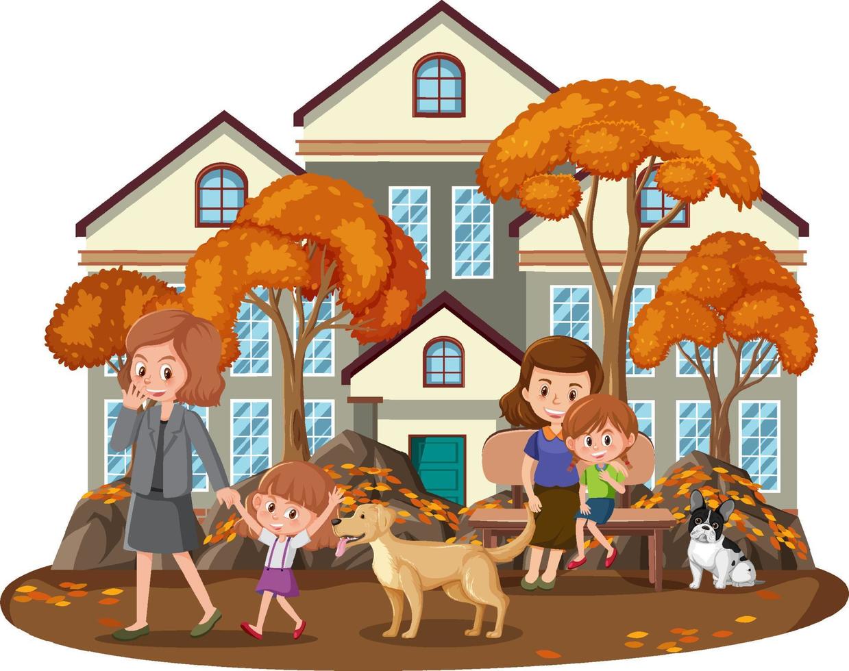 Isolated scene with people cartoon character vector