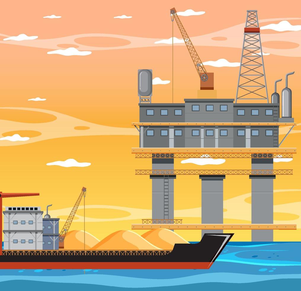 Petroleum industry concept with offshore oil platform vector