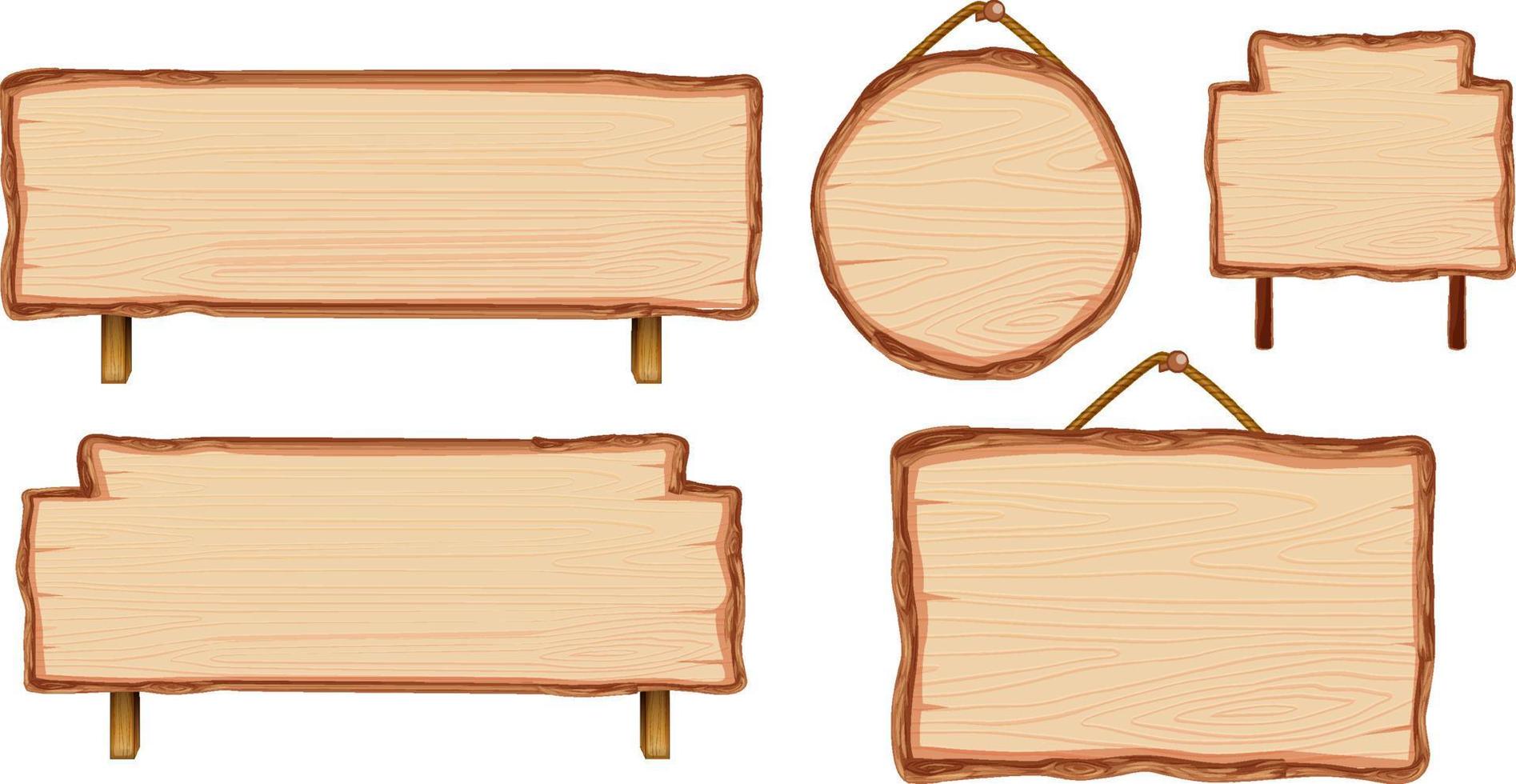 conjunto de diferentes letreros de madera vector