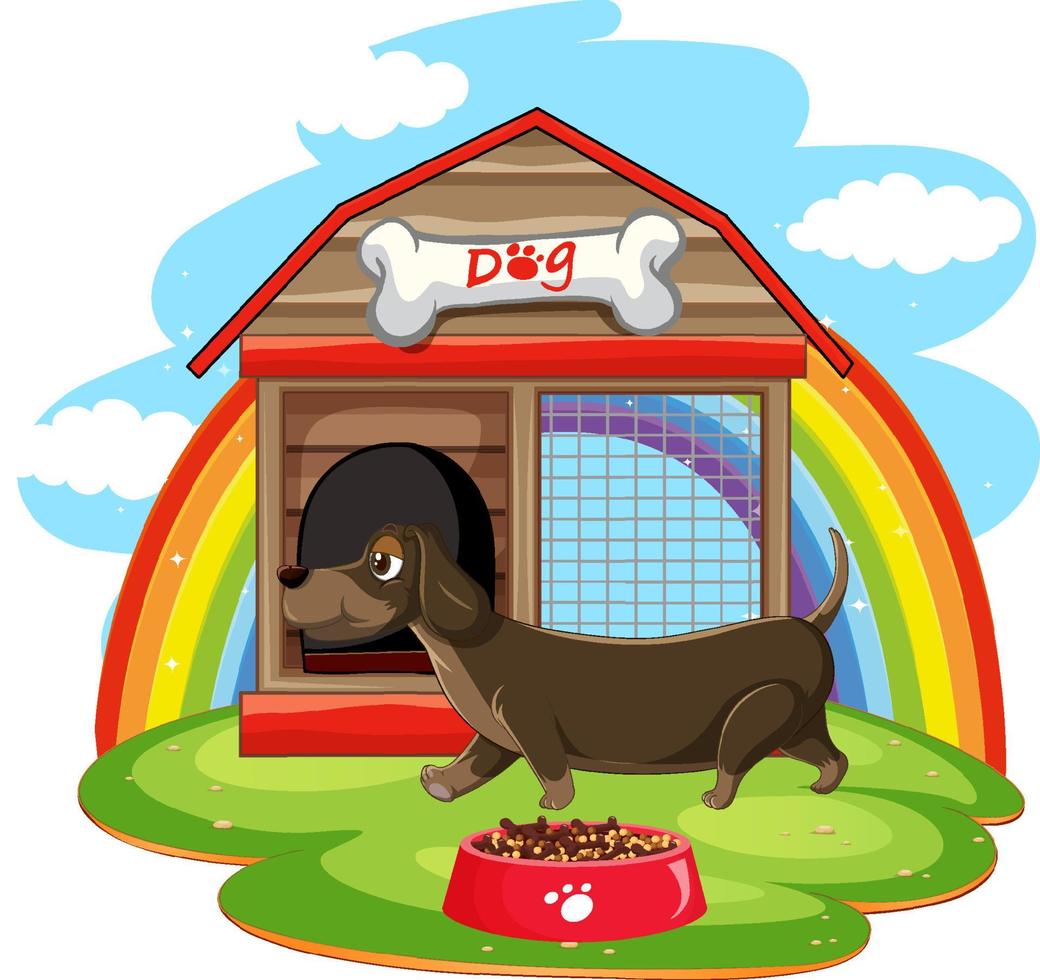 A dog outside the doghouse vector