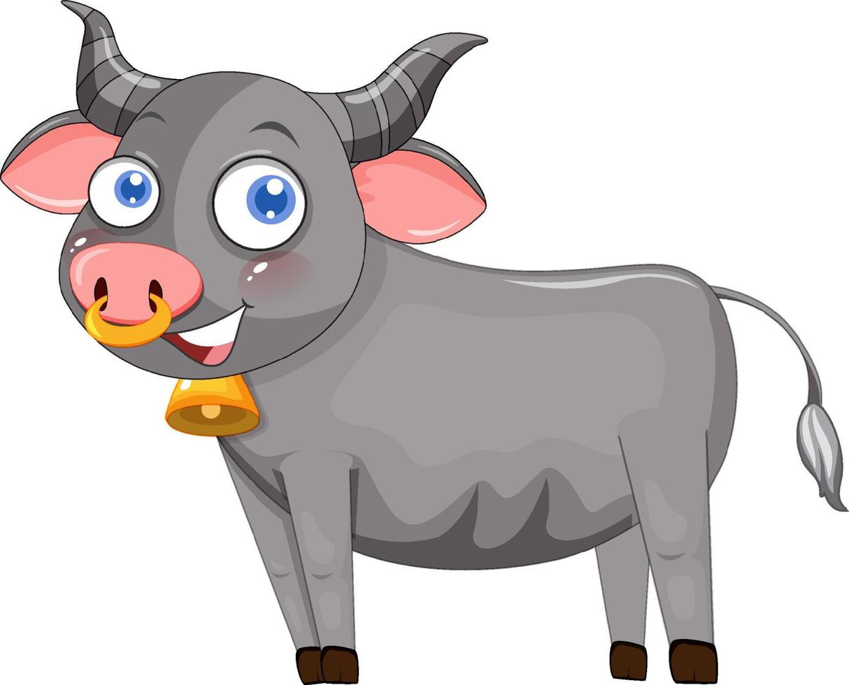 lindo personaje de dibujos animados de búfalo sobre fondo blanco vector
