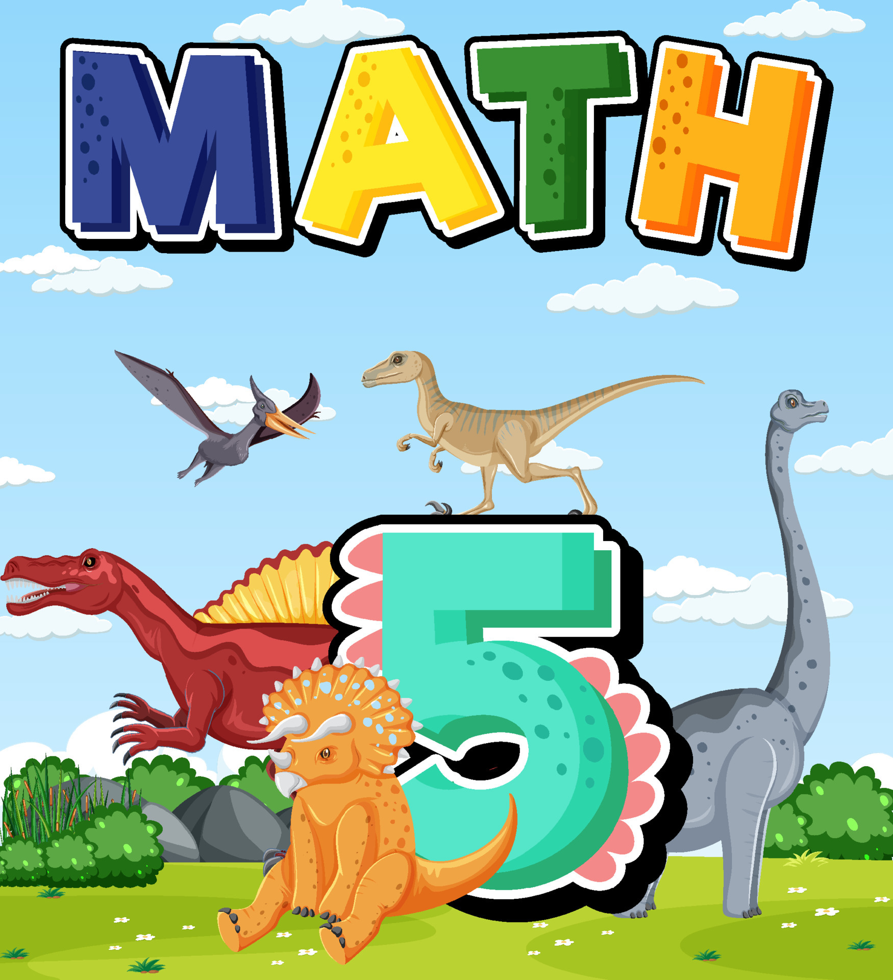 Five dinosaurs with number five cartoon 7012459 Vector Art at Vecteezy Five dinosaurs with number five cartoon 7012459 Vector Art at Vecteezy