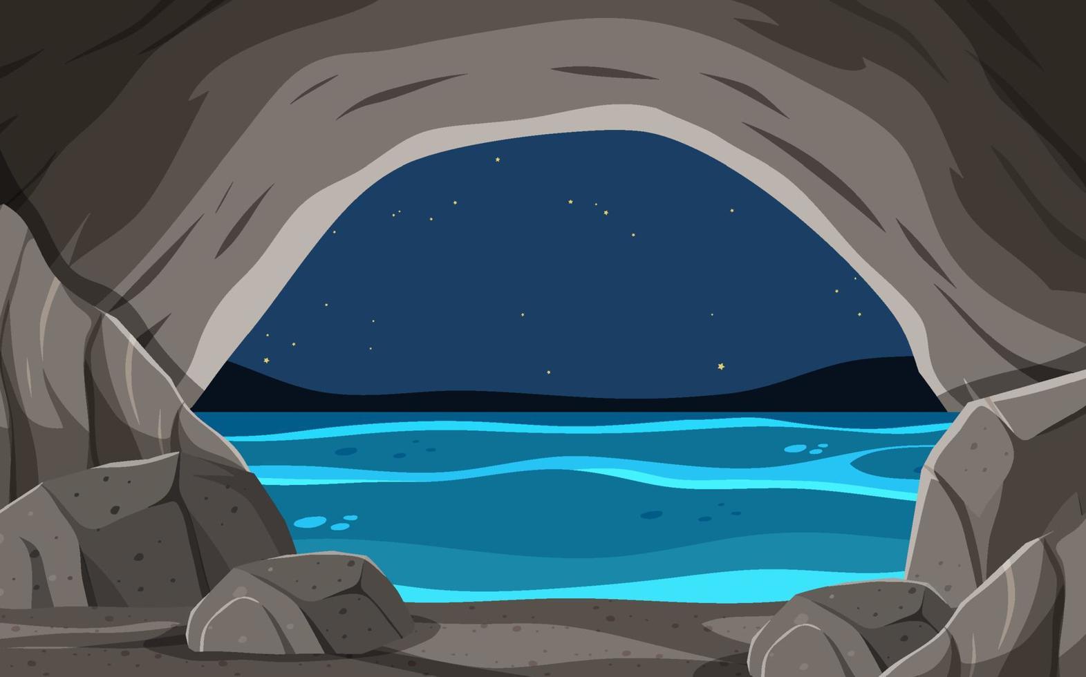 Sea cave background in cartoon style vector