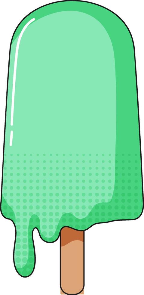 Green popsicle melting on stick vector