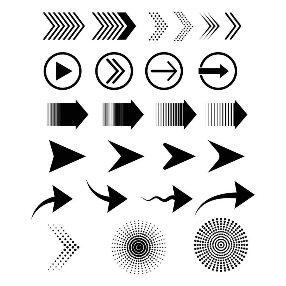 set of different type arrow vector