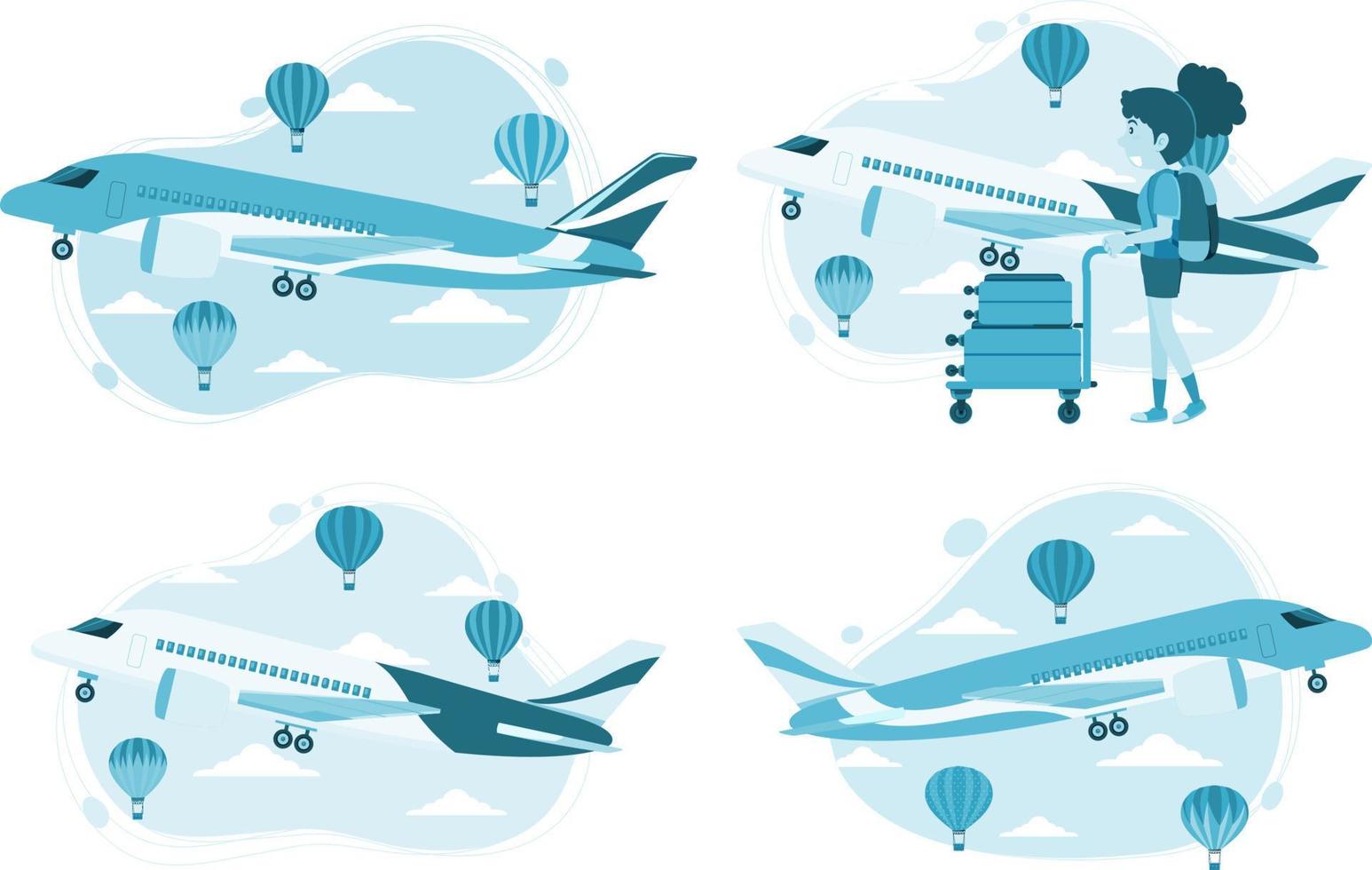 Set of different planes in flat style vector