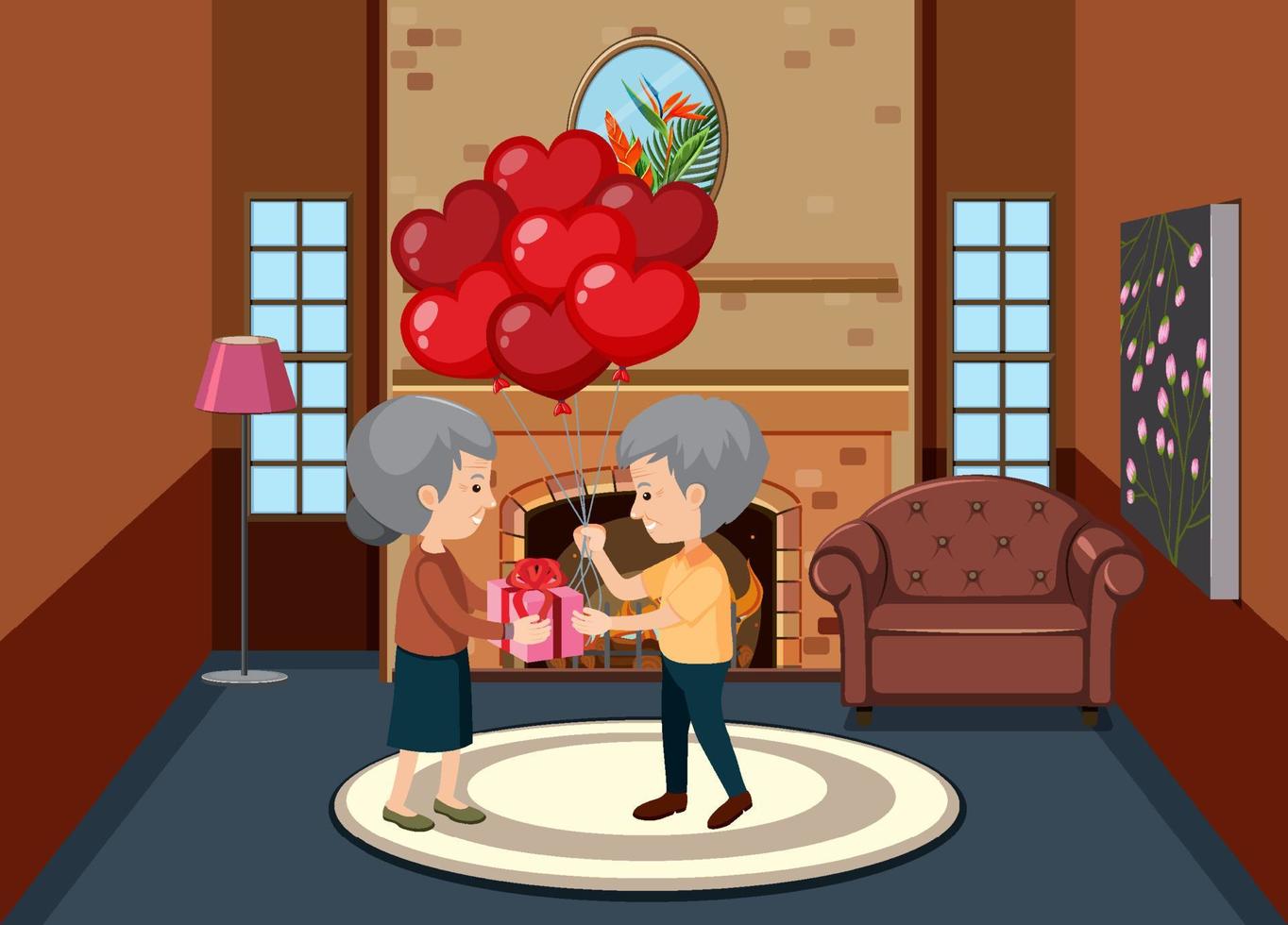 concepto del día de san valentín con pareja de ancianos vector