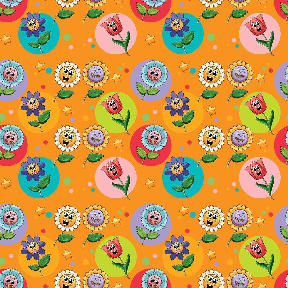 Seamless background with colorful flowers vector