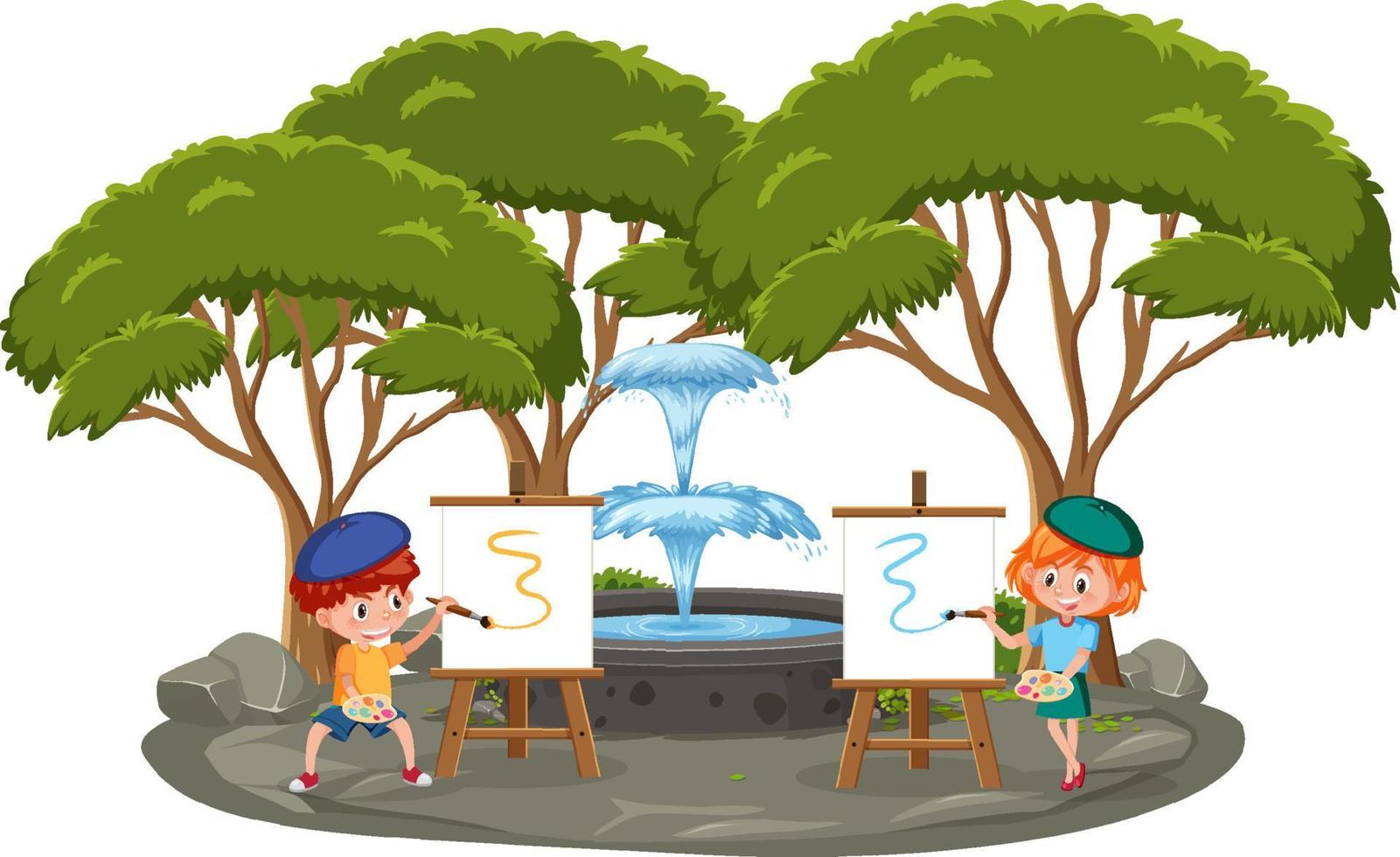 Isolated outdoor park with children vector