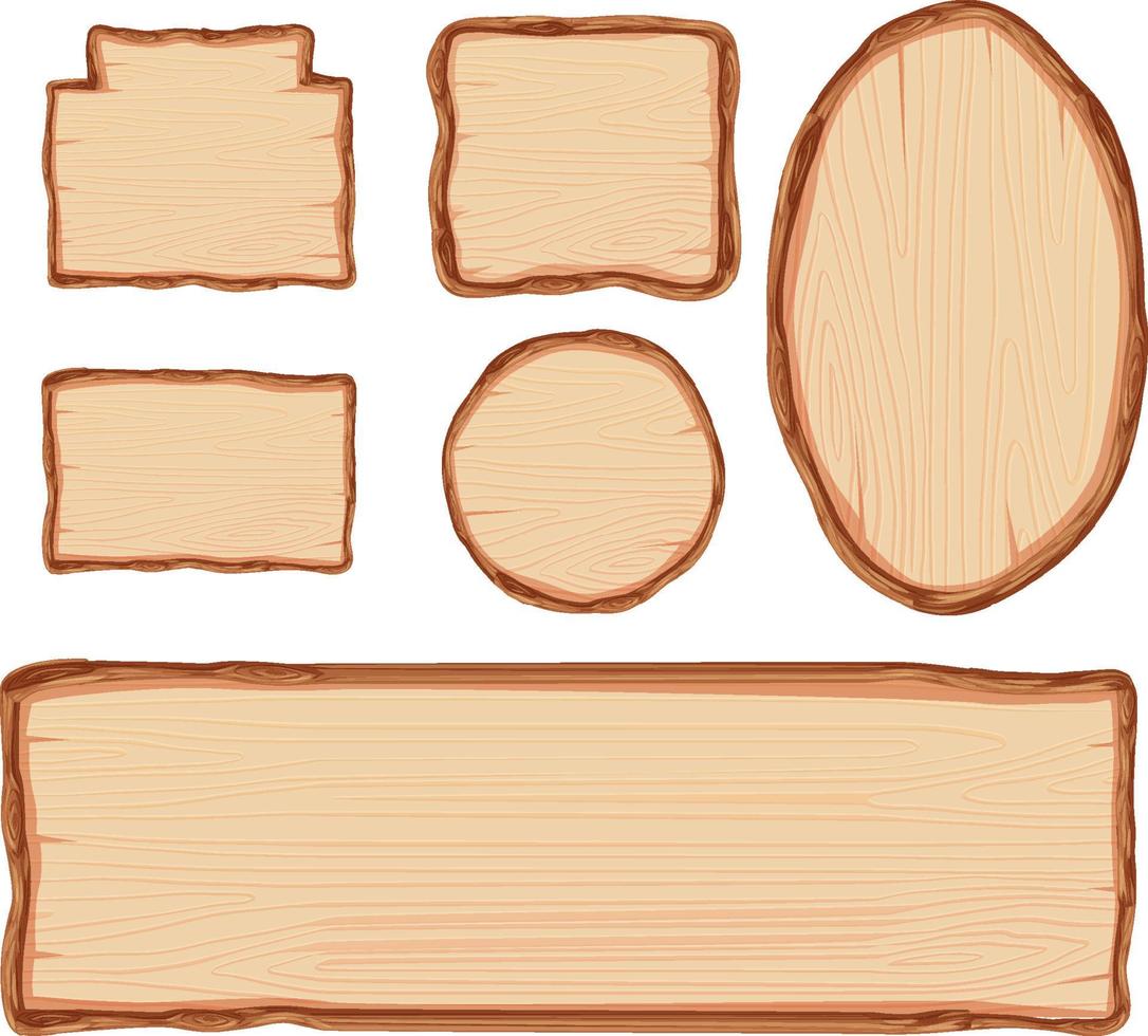 Set of different wooden sign boards vector
