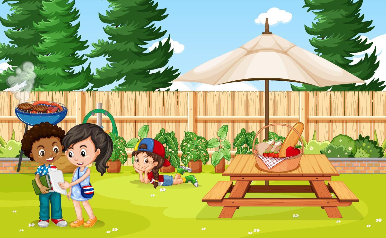 Scene with children in the park vector