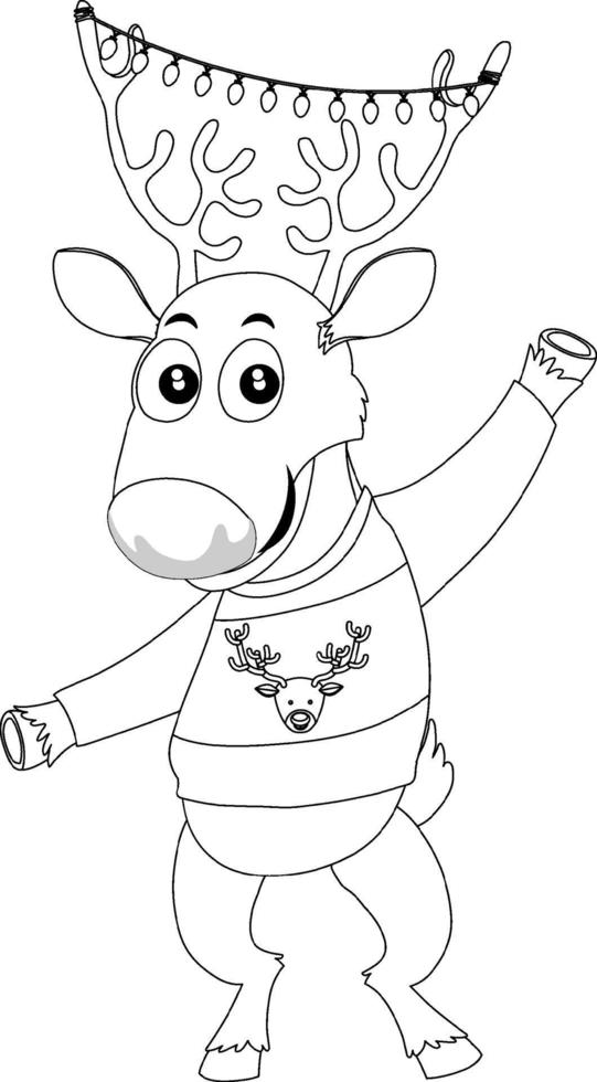 Deer doodle outline for colouring vector