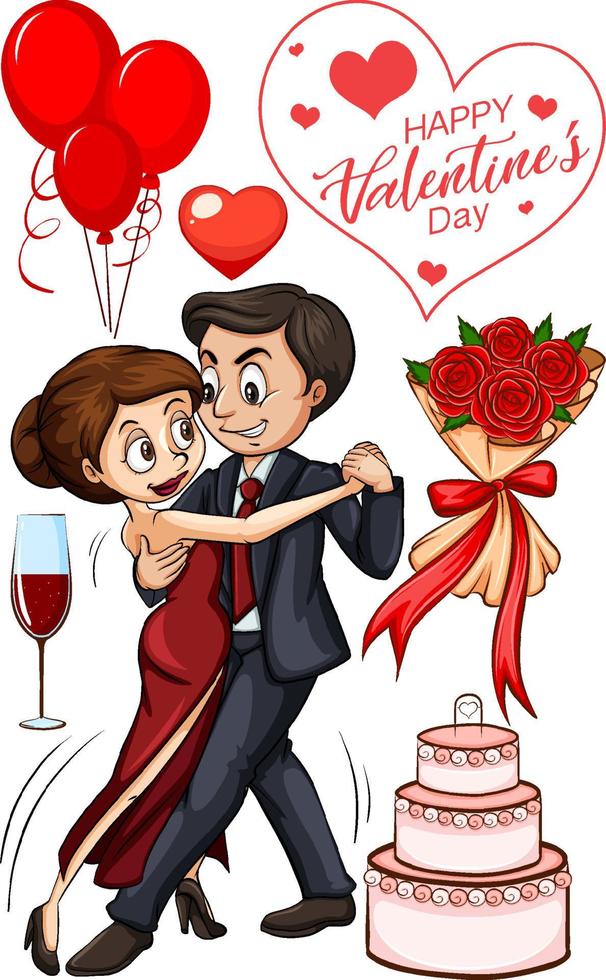 Valentine theme with couple dancing vector