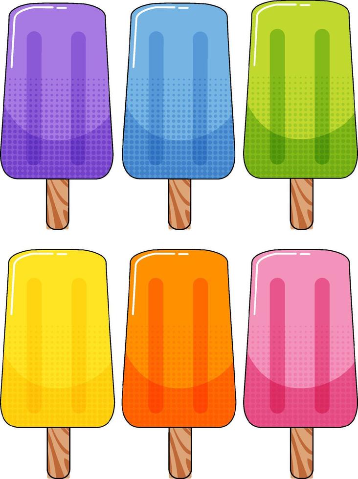 Different flavors of popsicles vector