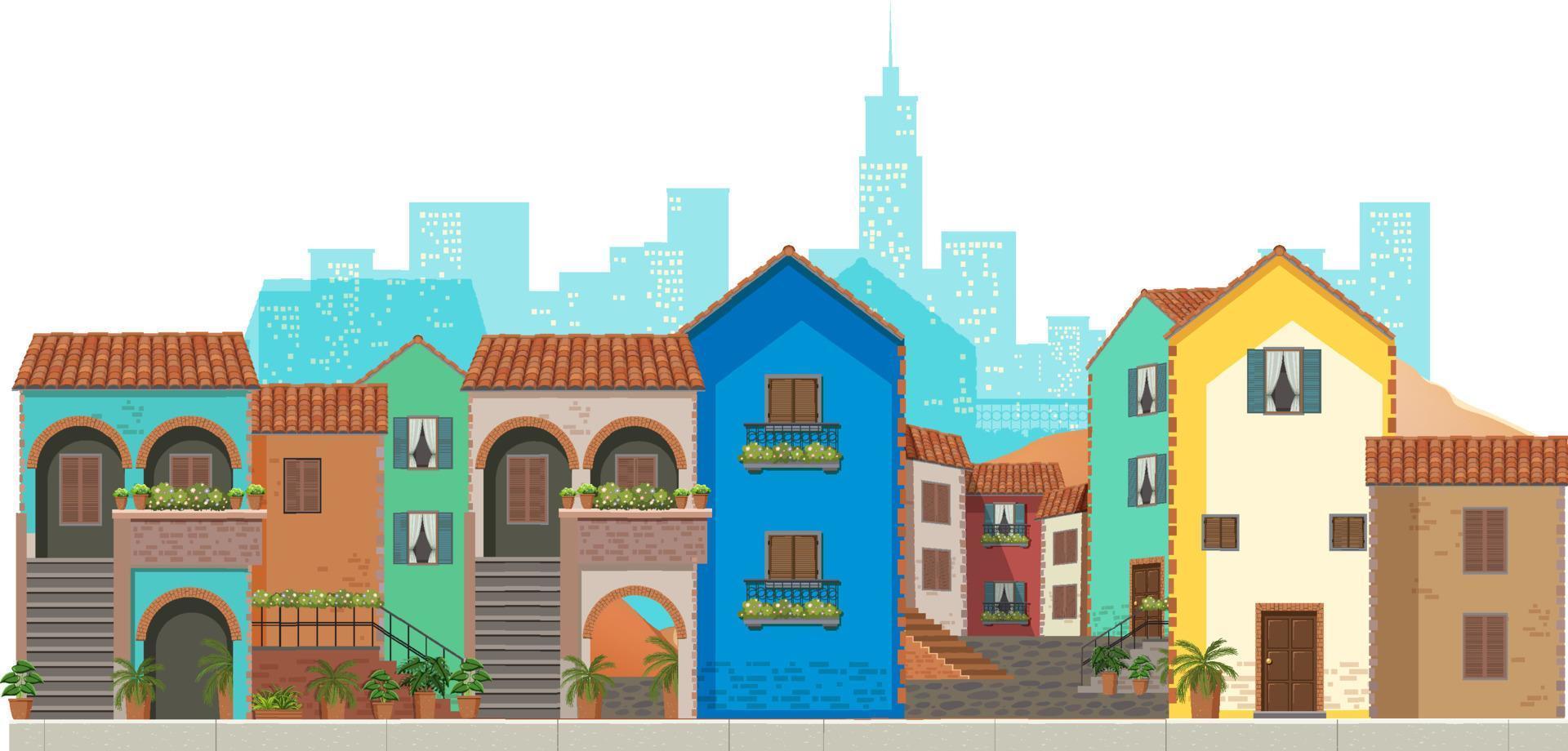 paisaje urbano suburbano aislado sobre fondo blanco vector