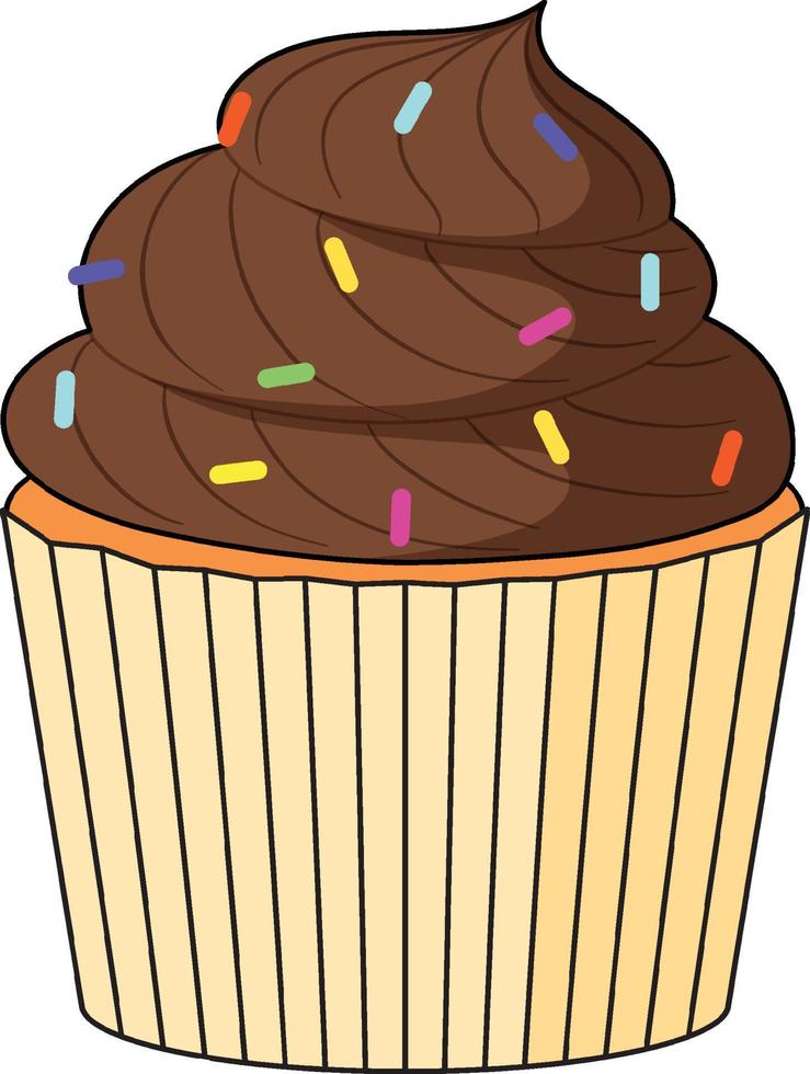 Cupcake with chocolate cream vector