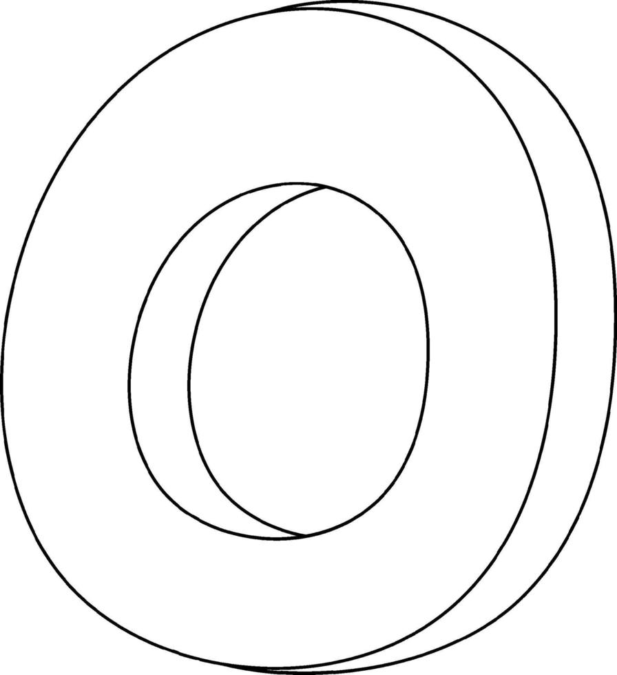 Number zero doodle outline for colouring vector