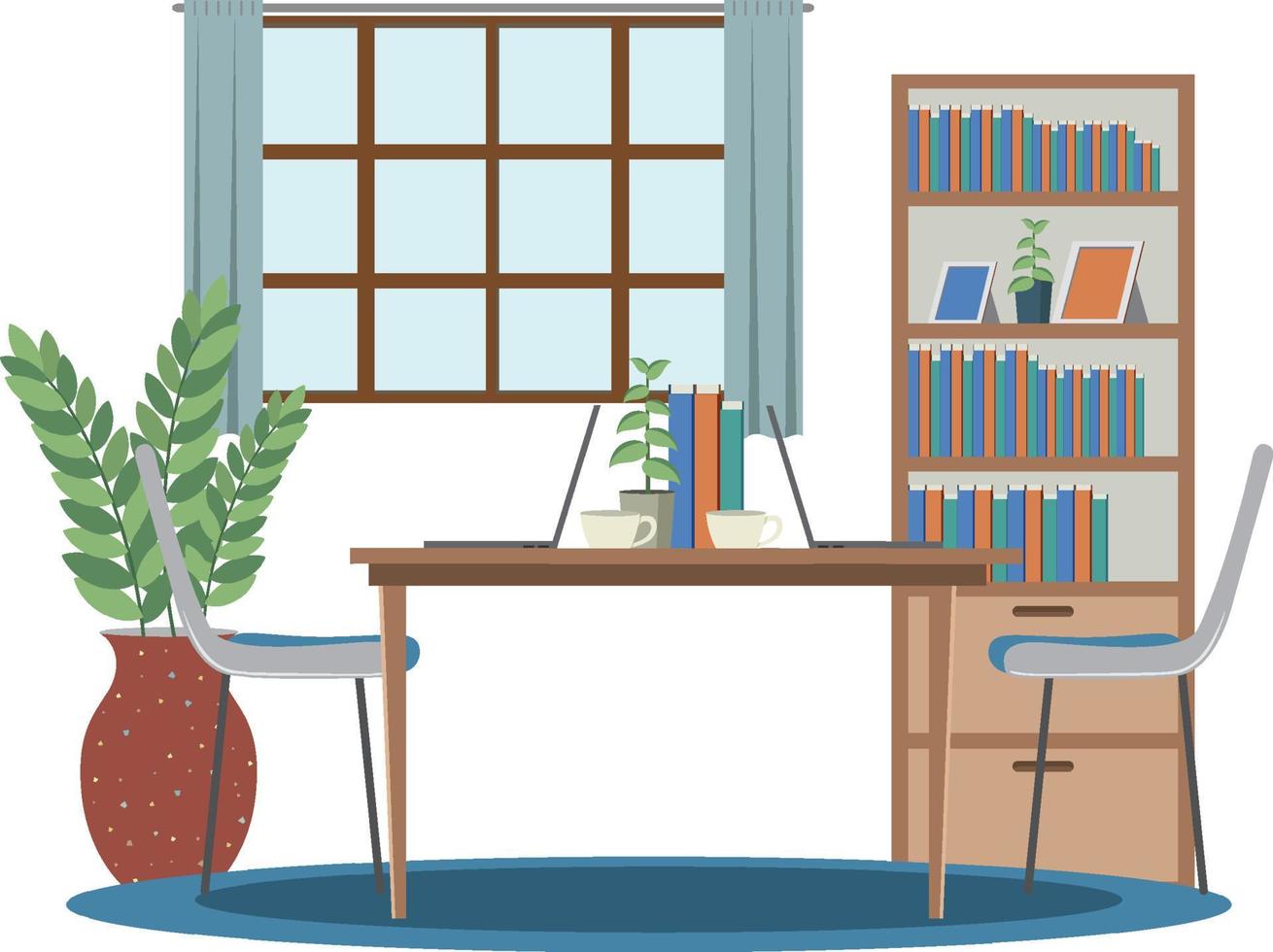 Work space home office flat design vector