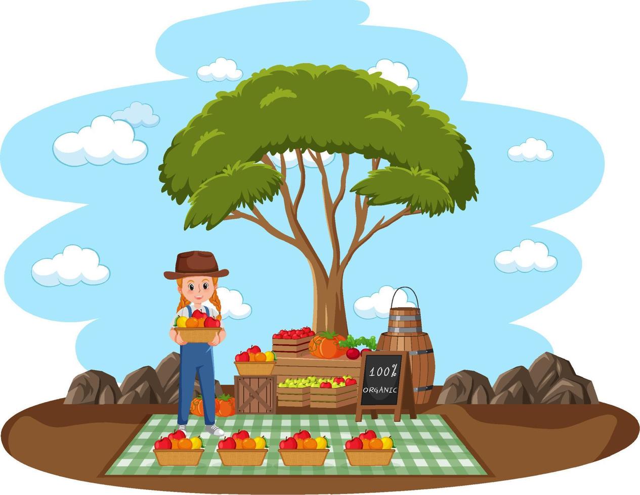 Flea market concept with fruit store vector