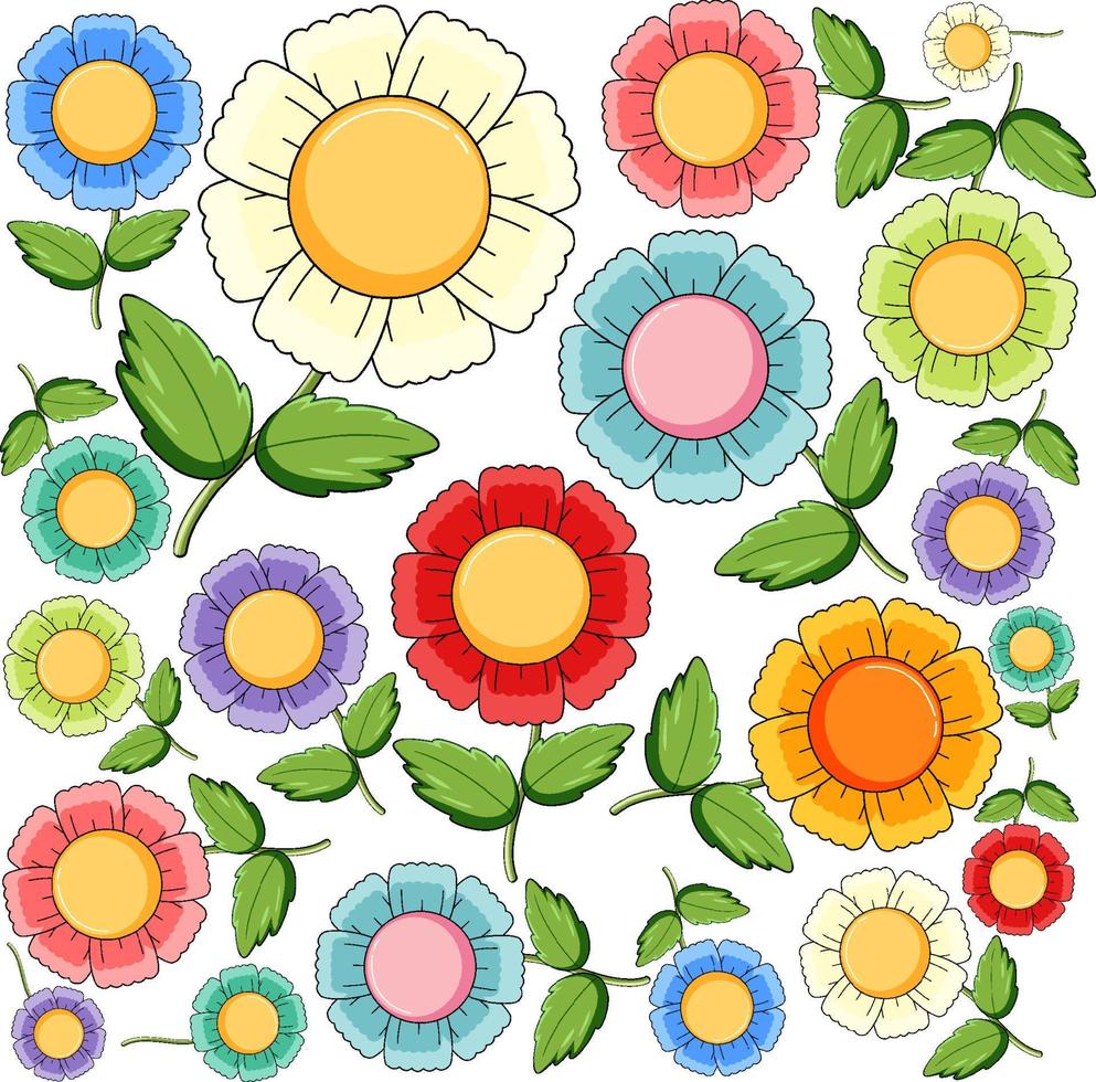 diseño de fondo transparente con flores de colores vector