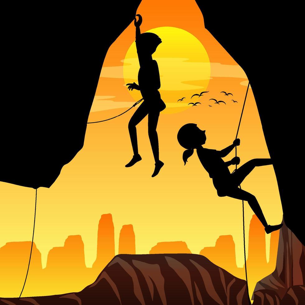 fondo de escalada en roca de silueta vector