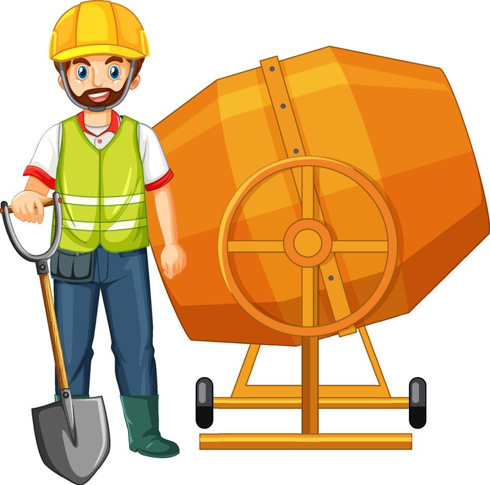 Concrete mixing drum with a worker vector