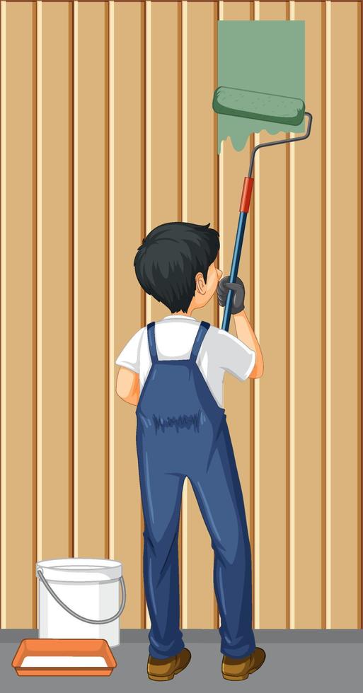 Back of painter construction worker vector