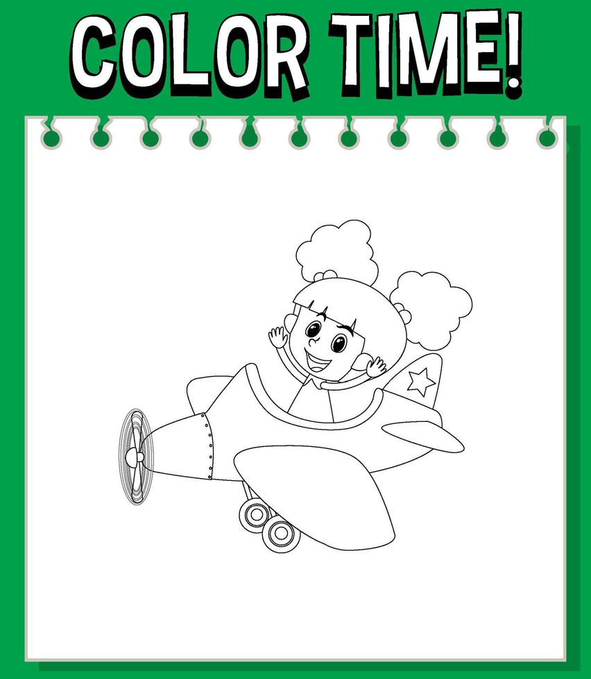 Worksheets template with color time text and kids vector