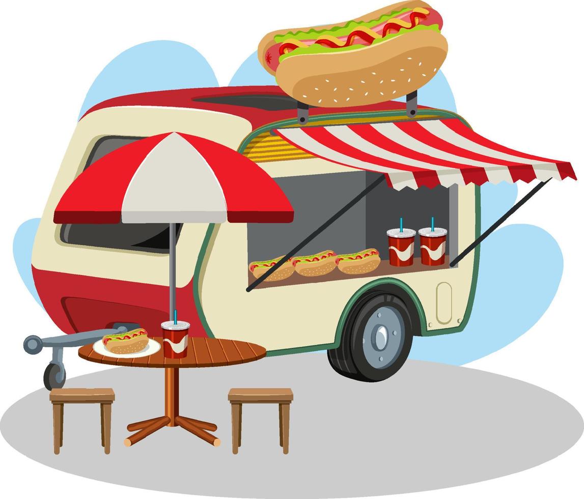 Flea market concept with a food truck vector