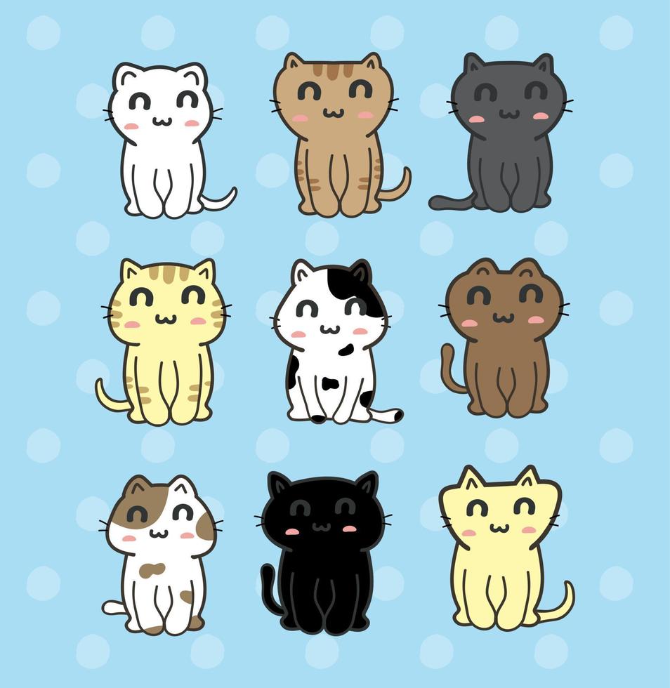 cute cats cartoon set vector