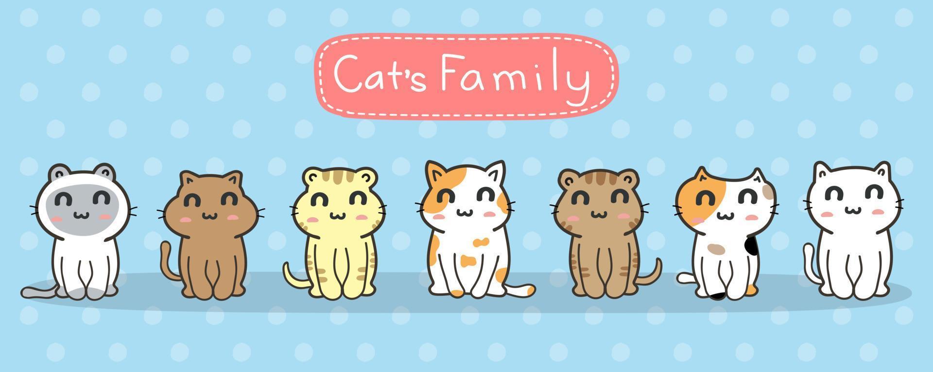 cute cats cartoon set vector