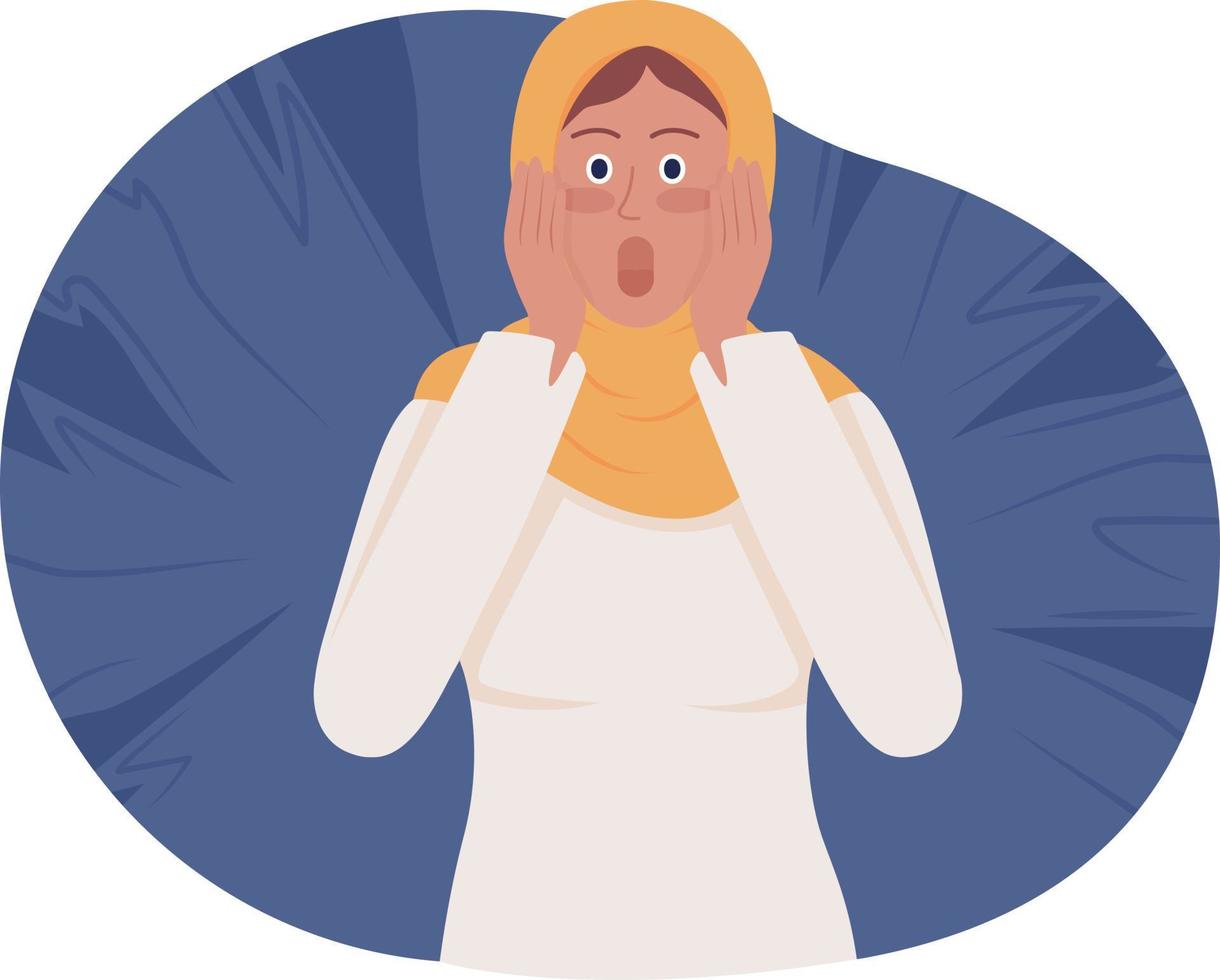 Terrified woman 2D vector isolated illustration