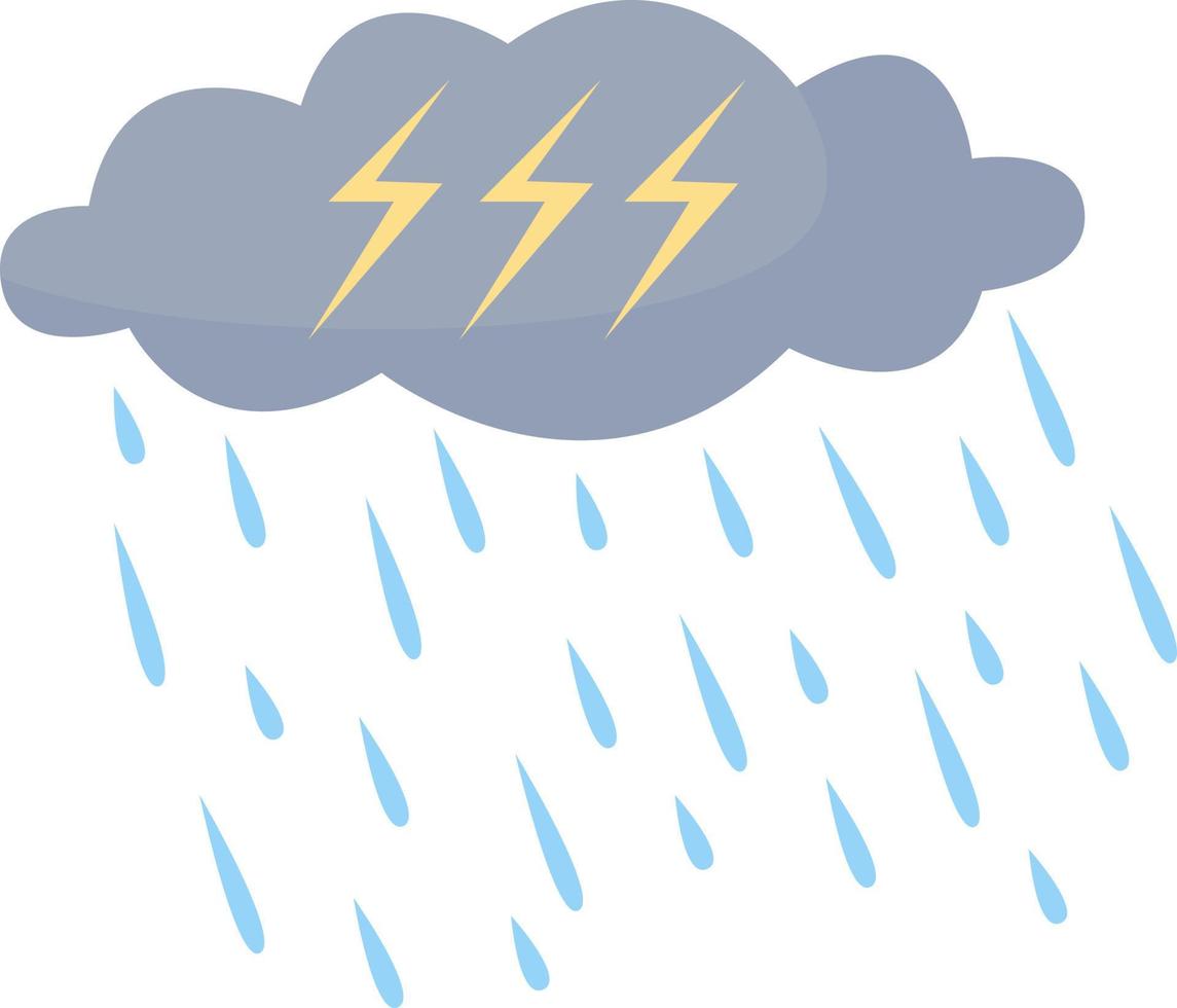 Thunderstorm semi flat color vector element