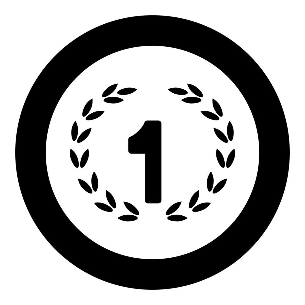 First place icon black color in circle or round vector