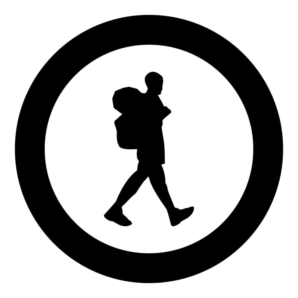 Tourist icon black color in circle or round vector