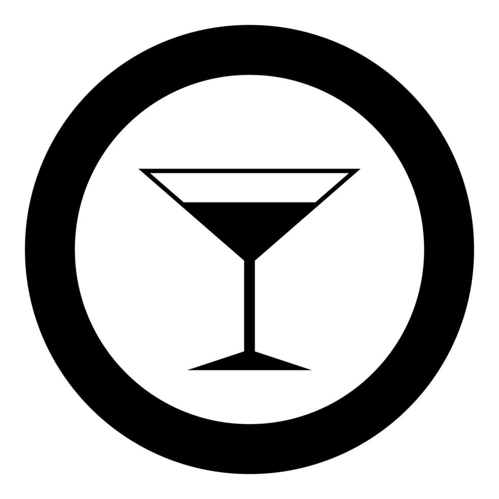 Martini glass icon black color in circle or round vector