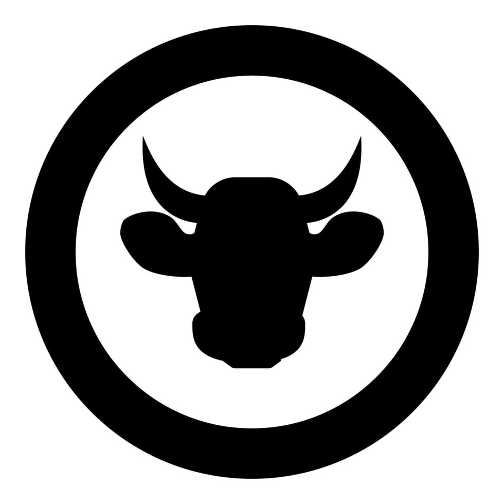 icono de cabeza de vaca color negro en círculo vector