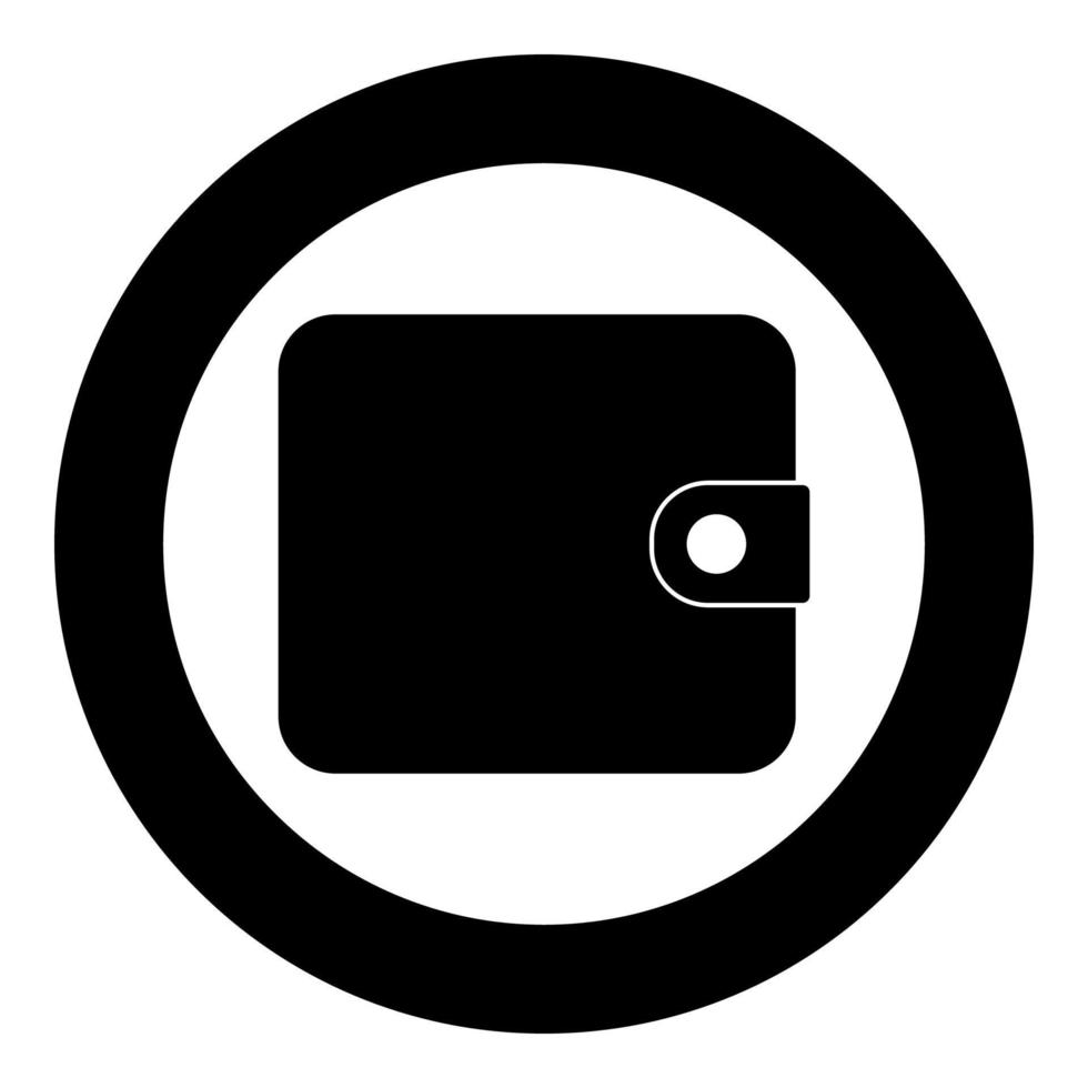 icono de cambio de monedero color negro en círculo vector