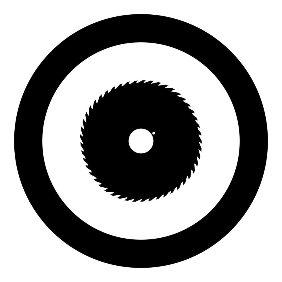 Circular saw blade black icon in circle vector illustration isolated .