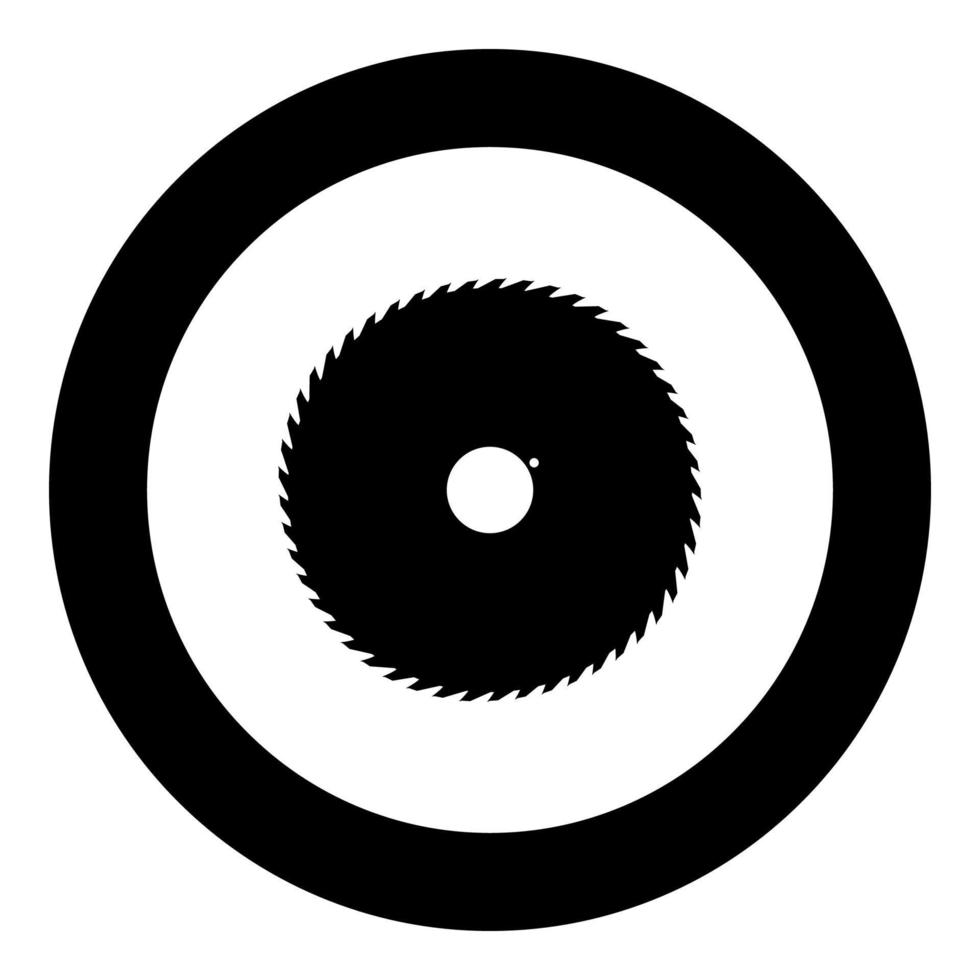 hoja de sierra circular icono negro en la ilustración de vector de círculo aislado.