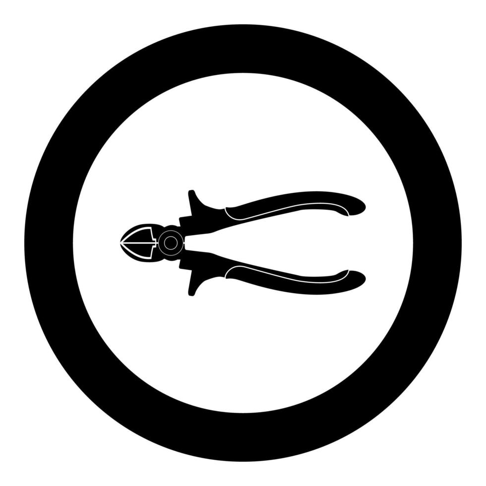 Cutter black icon in circle vector illustration isolated .