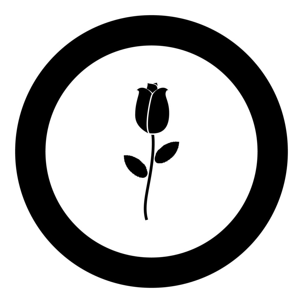 Rose icon black color in circle vector