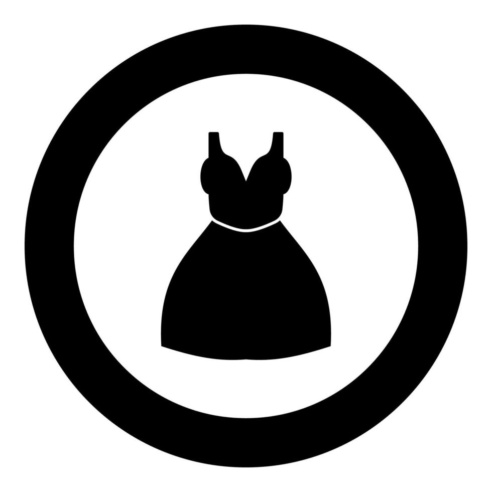 icono de vestido de mujer color negro en círculo vector