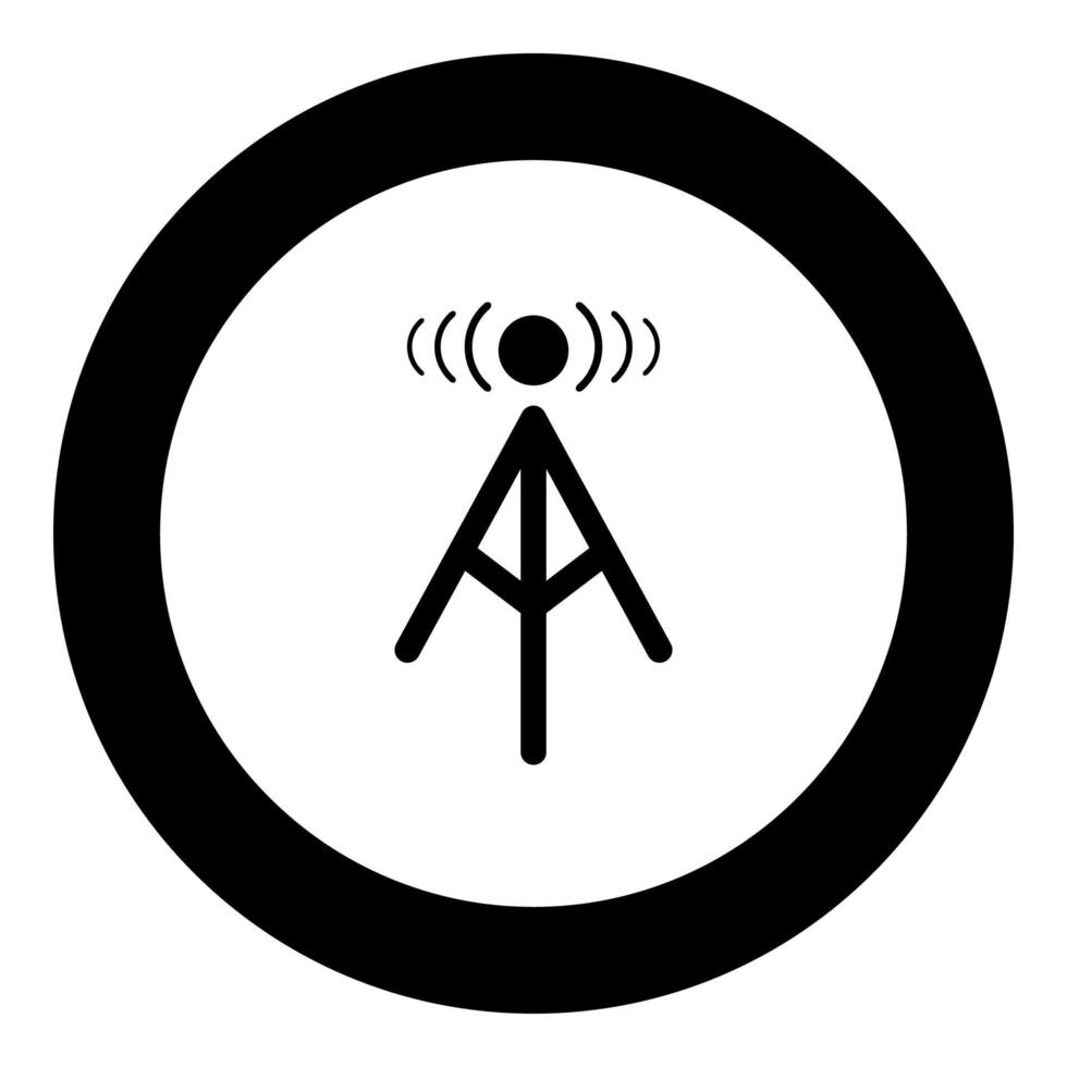 Radio tower icon black color in circle vector