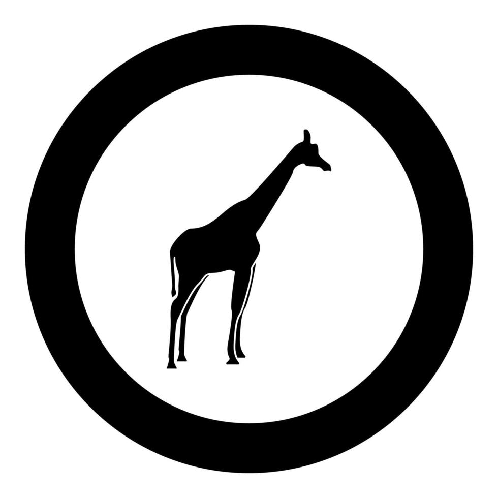 Giraffe black icon in circle vector illustration