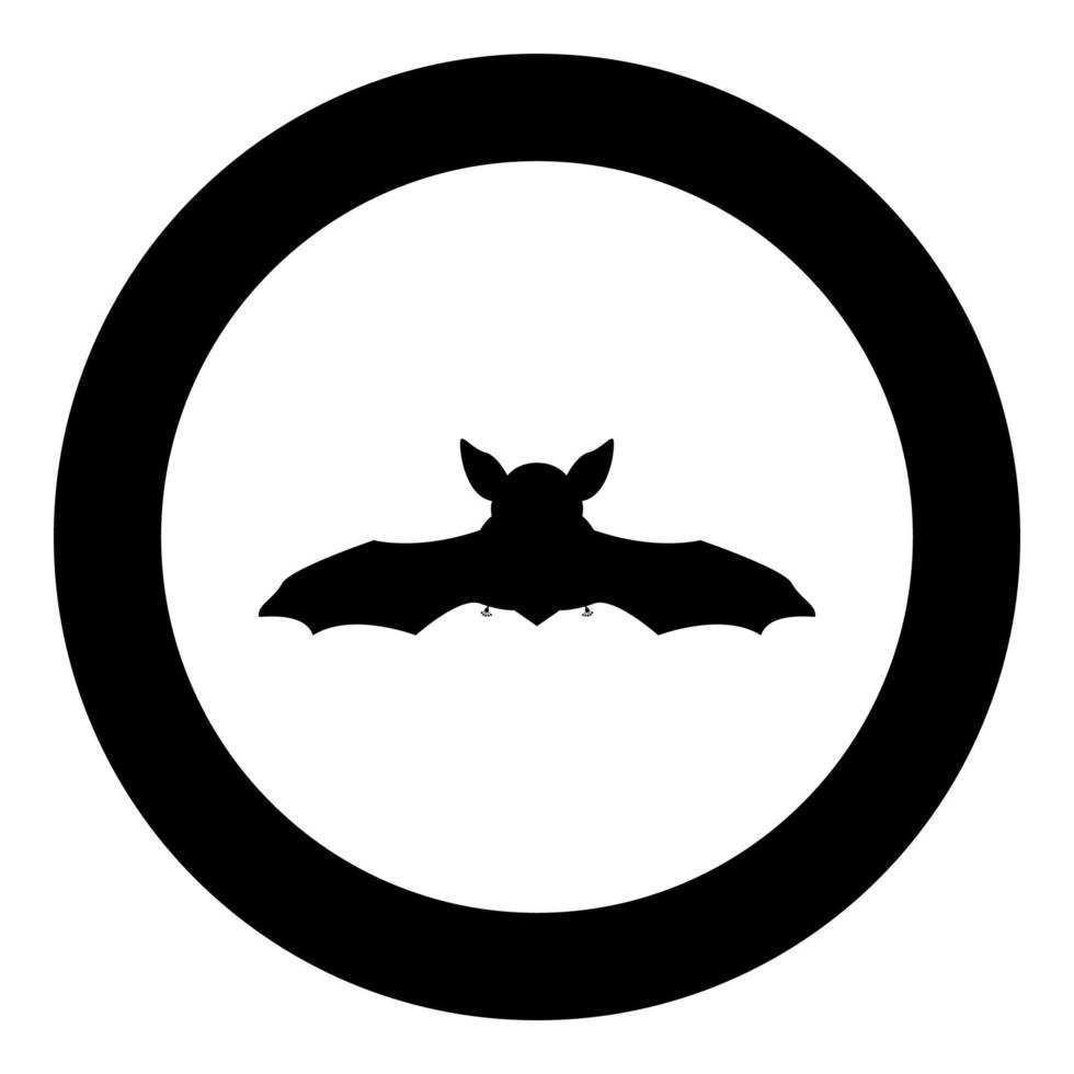Night bat black icon in circle vector illustration