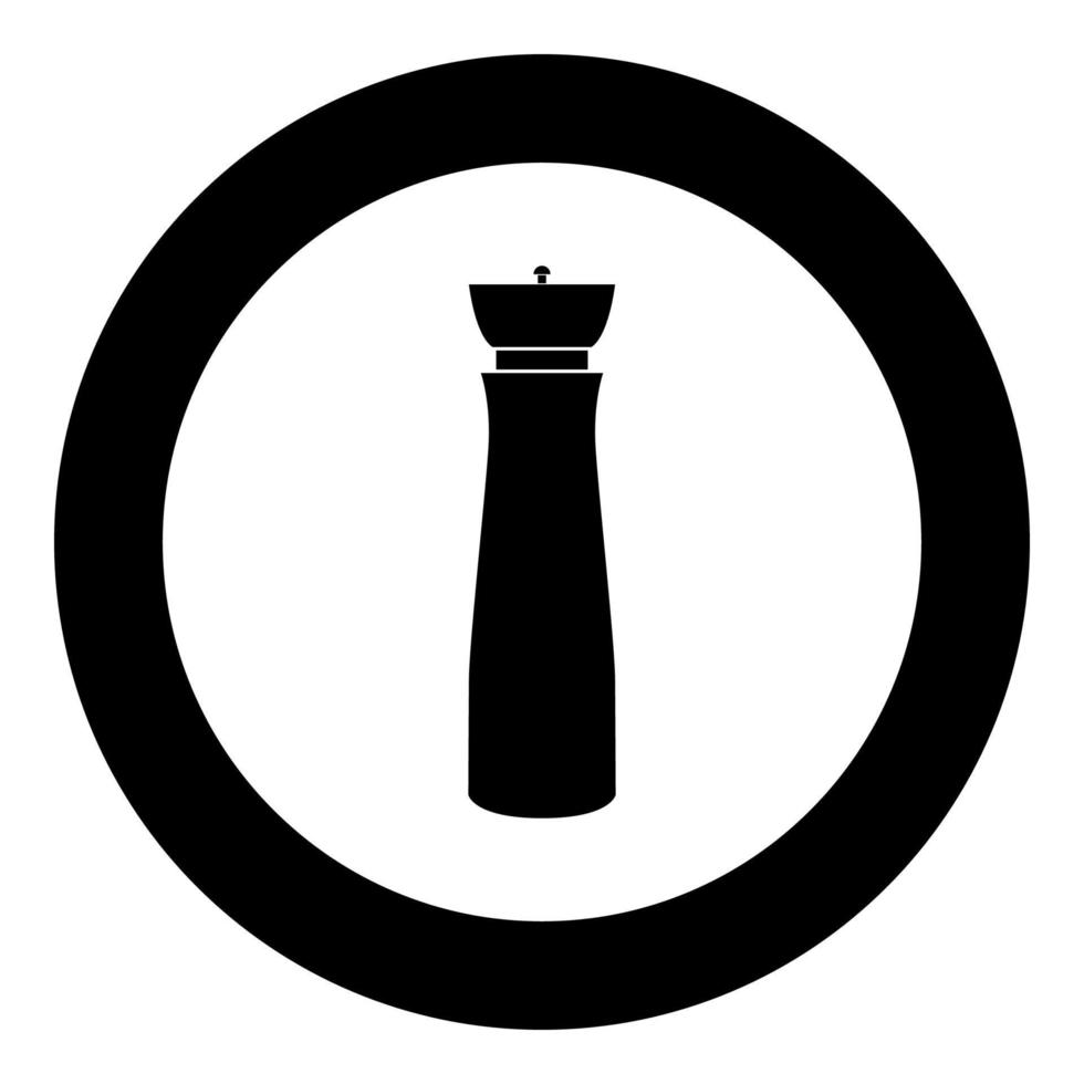 Salt and pepper mill black icon in circle vector illustration