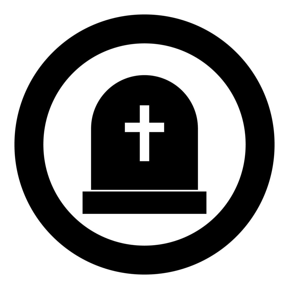 Tomb stone black icon in circle vector